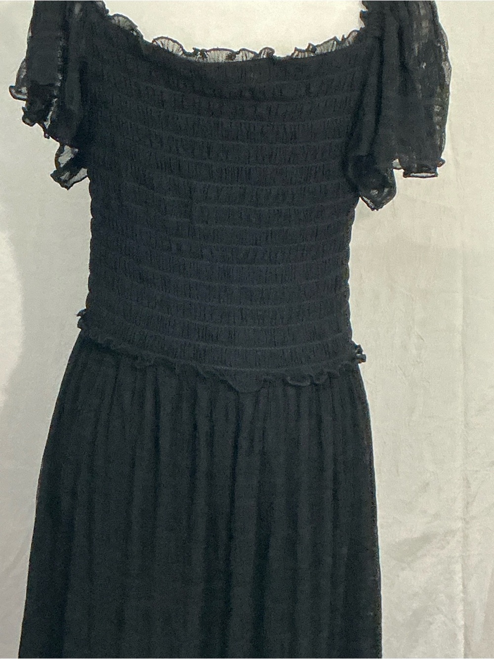 Max Studio Black Smocked Maxi Dress with Flutter Sleeves - Picture 5 of 15